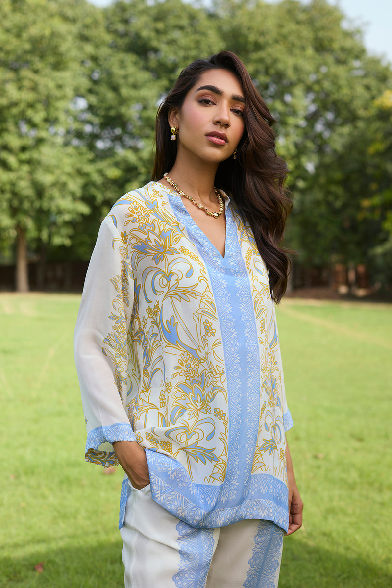 Mehak Lavender Blue Printed Set