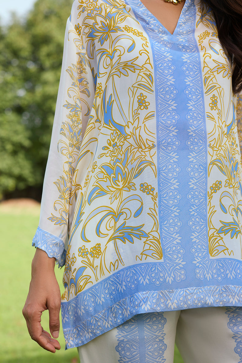 Mehak Lavender Blue Printed Set