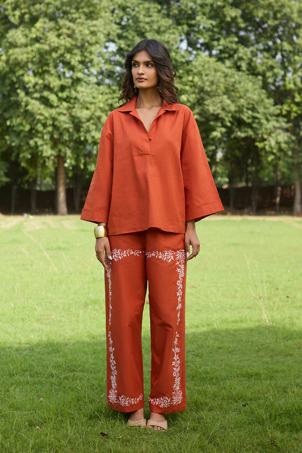 Rust Cross Stitch Embroidered Set