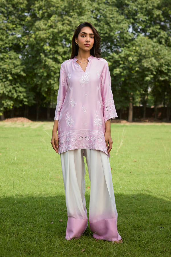 Pink Embroidered Ombre Farshi Salwar Set