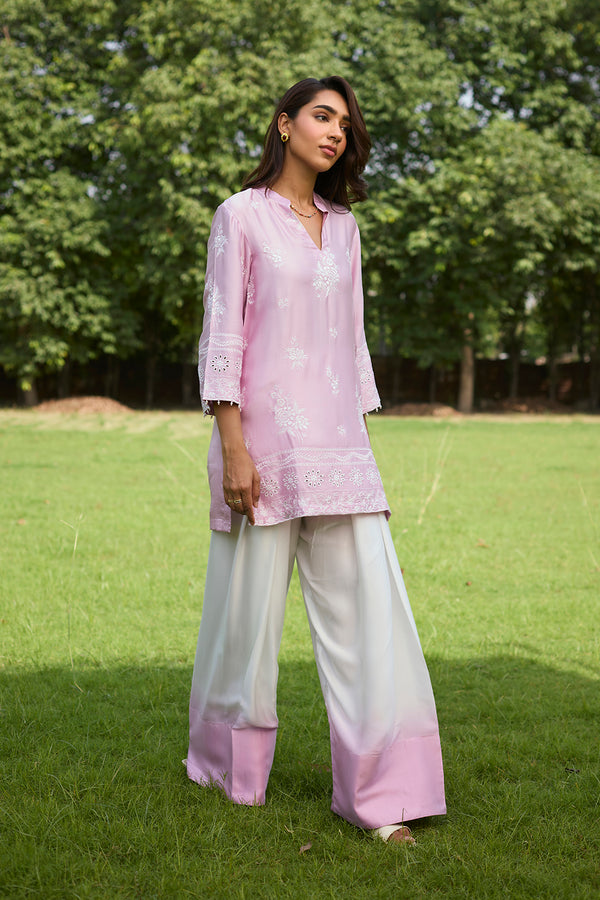 Pink Embroidered Ombre Farshi Salwar Set
