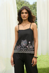 Tropical Black Sleeveless Set