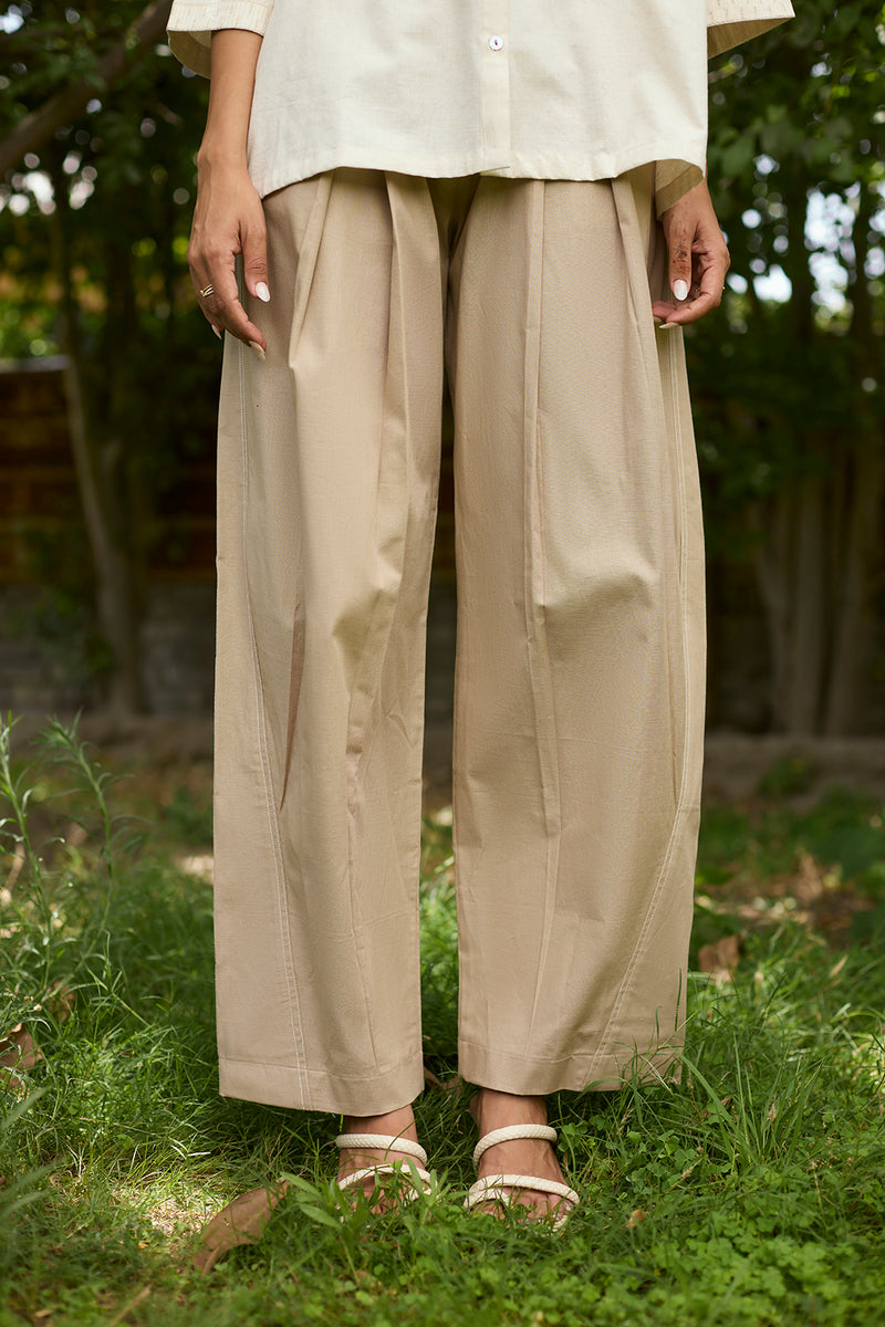 Floral Applique Top with Beige Farshi Pants
