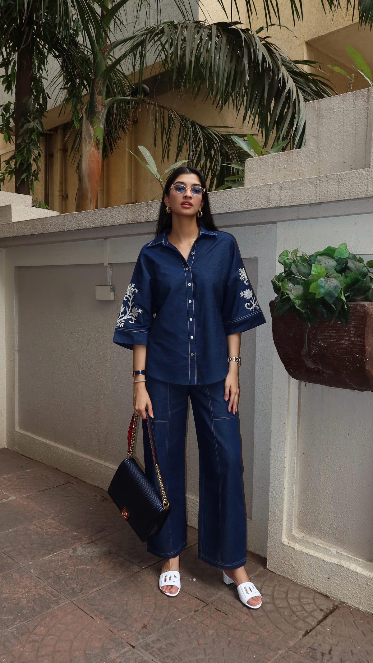 Noor Denim Embroidered Coord Set – INCHING INDIA