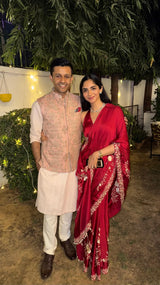 Red Embroidered Saree