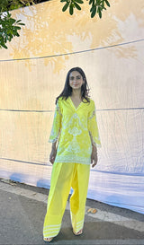 Yellow Cutwork Farshi Set