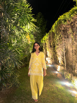 Yellow Cutwork Farshi Set