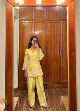 Yellow Cutwork Farshi Set