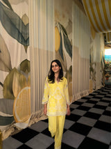 Yellow Cutwork Farshi Set