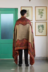 Naaz Antique Gold Paisley Woven Shawl for Men