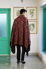 Fine Embroidered Kashmiri Shawl Gift Box – Black Multicolor Paisley Wool Shawl