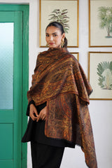 His & Her Kaani Jacquard Shawl Gift Set – Gold Black & Purple Blue Double-Sided Stoles| Wedding Gift for Couples
