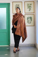 His & Her Kaani Jacquard Shawl Gift Set – Gold Black & Purple Blue Double-Sided Stoles| Wedding Gift for Couples