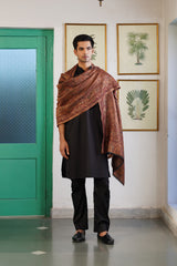 His & Her Kaani Jacquard Shawl Gift Set – Gold Black & Purple Blue Double-Sided Stoles| Wedding Gift for Couples