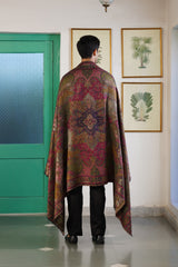 Magenta Multicolour Paisley Sheen Shawl for Men