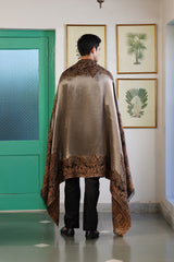Bronze Paisley Border Woven Shawl for Men