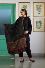 Gift for Him | Black Woven Stole | Winter Stole for Men