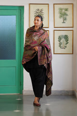 Magenta Multicolour Paisley Sheen Shawl for Women