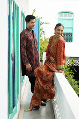 Maroon Paisley Embroidered Kurta with Black Patiala Pants
