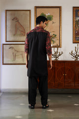 Maroon Paisley Embroidered Kurta with Black Patiala Pants