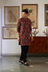 Maroon Paisley Embroidered Kurta with Black Patiala Pants