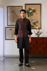 Maroon Kani Paisley Nehru Jacket with Kurta Pant