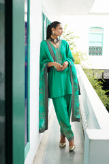 Naaz Emerald Green Hand Embroidered Set with Dupatta