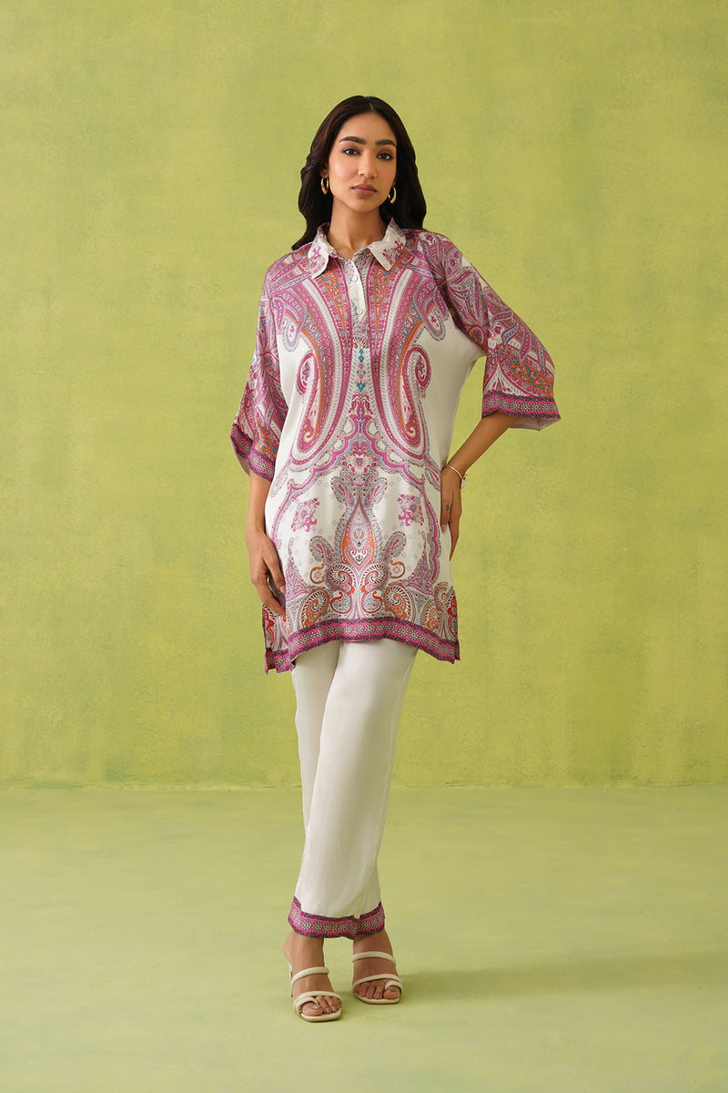 Noor Wine Paisley Co-ord Set- Inchingindia