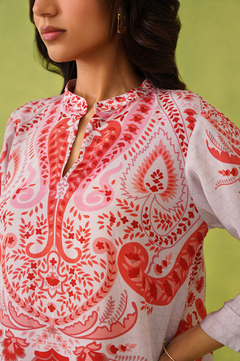 Pink Paisley Printed Set- Inchingindia