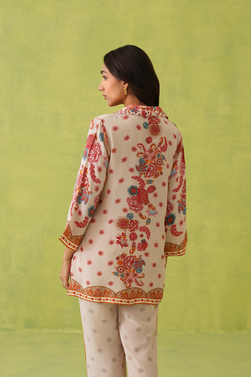 Noor Cream Paisley Printed Set- Inchingindia