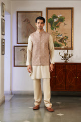NaazEmbroidered Self Diamond Jacket with Kurta & Pant