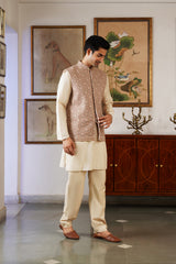 NaazEmbroidered Self Diamond Jacket with Kurta & Pant