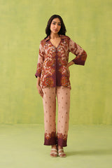 Rust-Beige Printed Set- Inchingindia