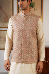 NaazEmbroidered Self Diamond Jacket with Kurta & Pant