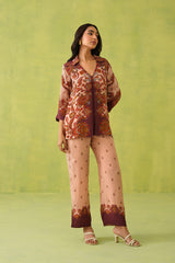 Rust-Beige Printed Set- Inchingindia