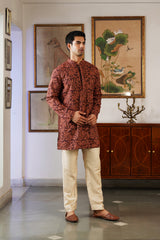 Brown Embroidered Kurta Pant for Men