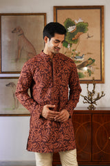 Brown Embroidered Kurta Pant for Men