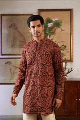 Brown Embroidered Kurta Pant for Men