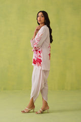 Pink Floral Dhoti Set