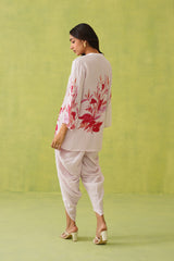 Pink Floral Dhoti Set