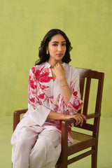 Pink Floral Dhoti Set