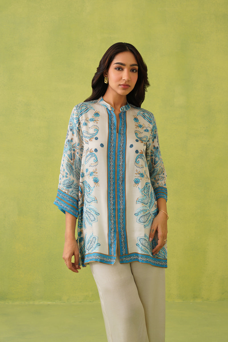 Blue Paisley Printed Set- Inchingindia