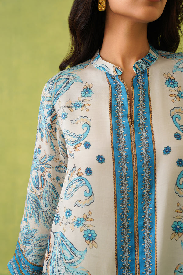 Blue Paisley Printed Set- Inchingindia