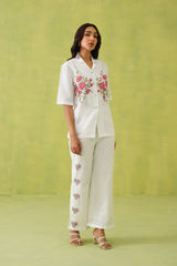 Ivory Blossom Cross Stitch Embroidered Top