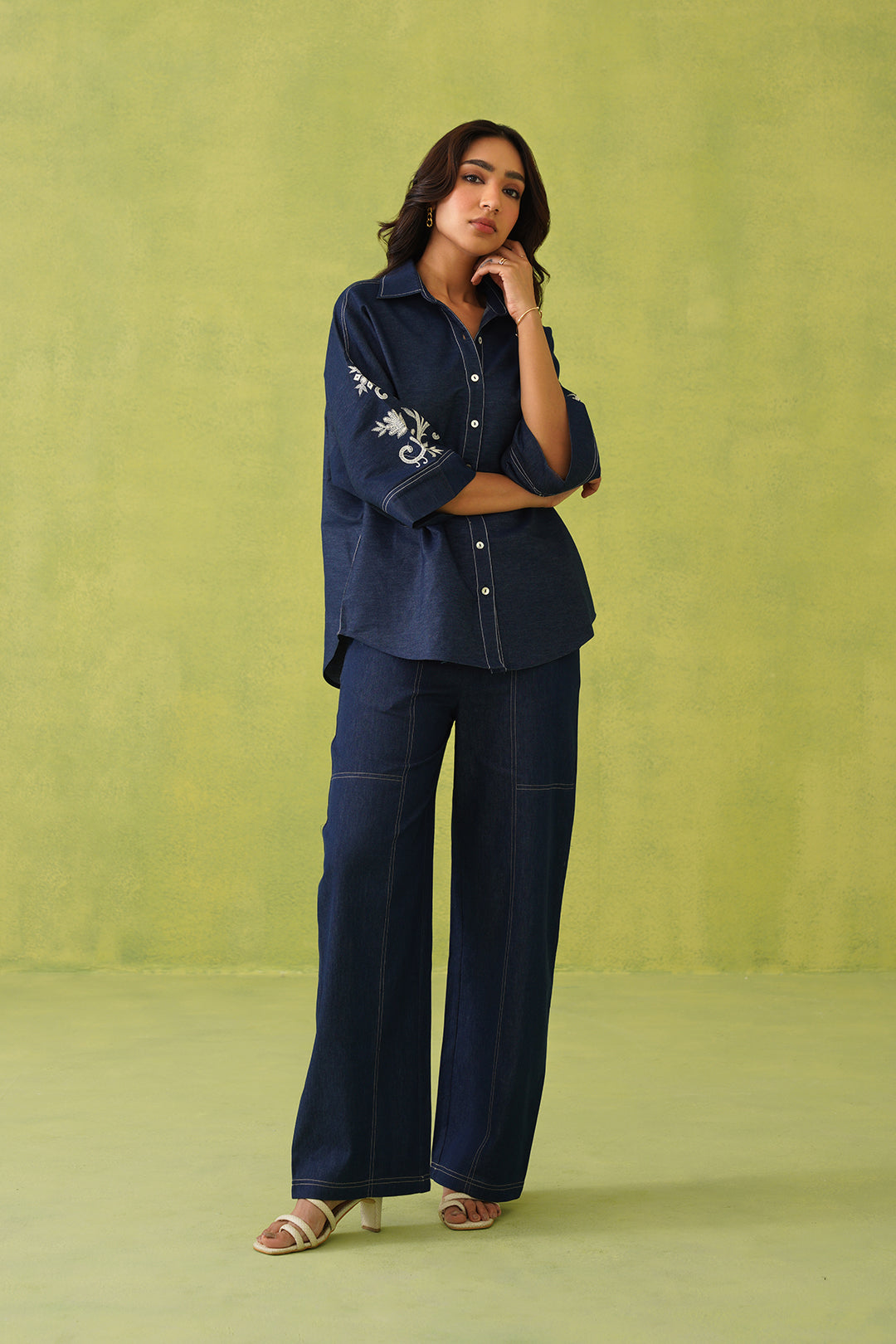 Inhing Noor Denim Embroidered Coord Set – INCHING INDIA