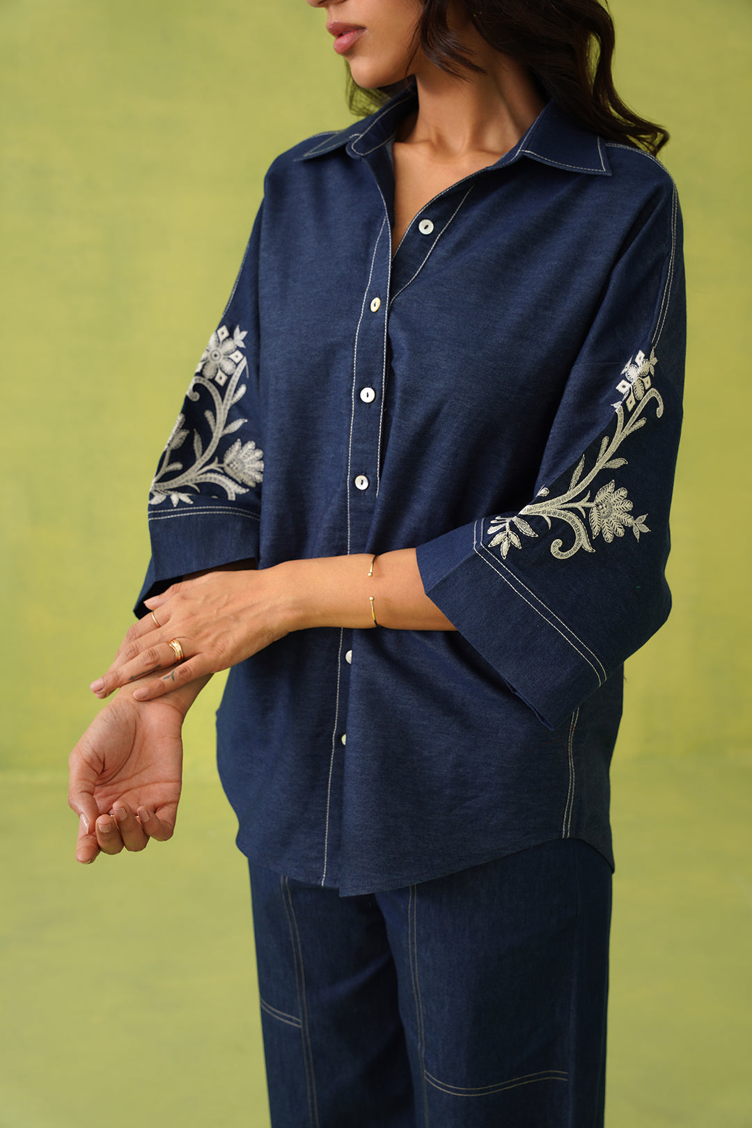 Noor Denim Embroidered Coord Set – INCHING INDIA