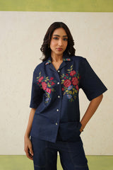 Indigo Bloom Denim Set- Inchingindia