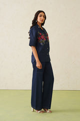 Indigo Bloom Denim Set- Inchingindia