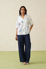 Linen Embroidered Top With Denim Pant- Inchingindia