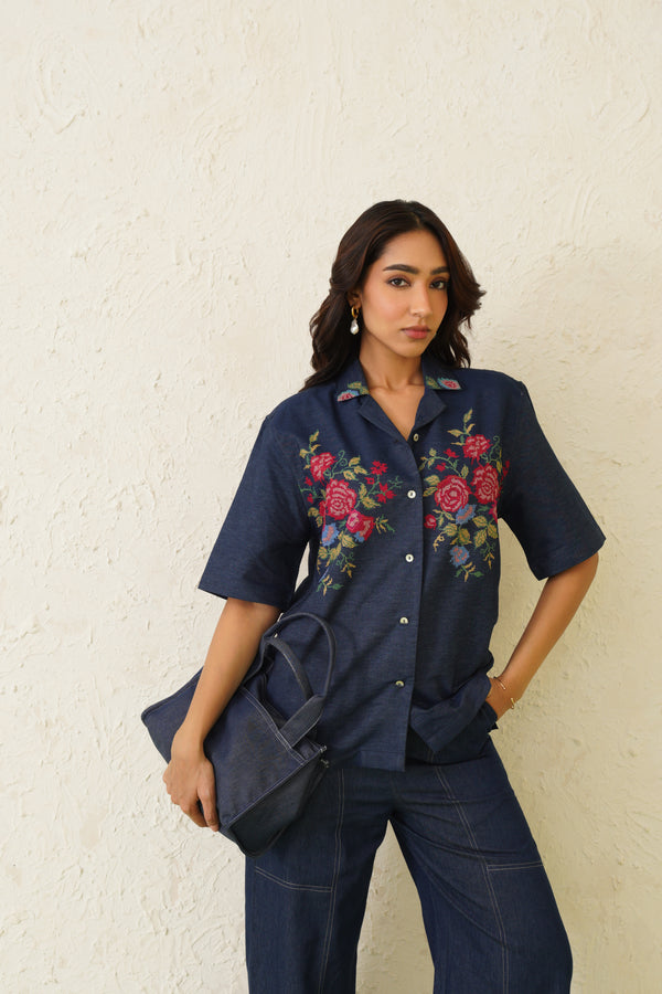 Indigo Bloom Denim Set